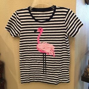 J. Crew Flamingo w/ Stripes T-shirt Size Xsmall